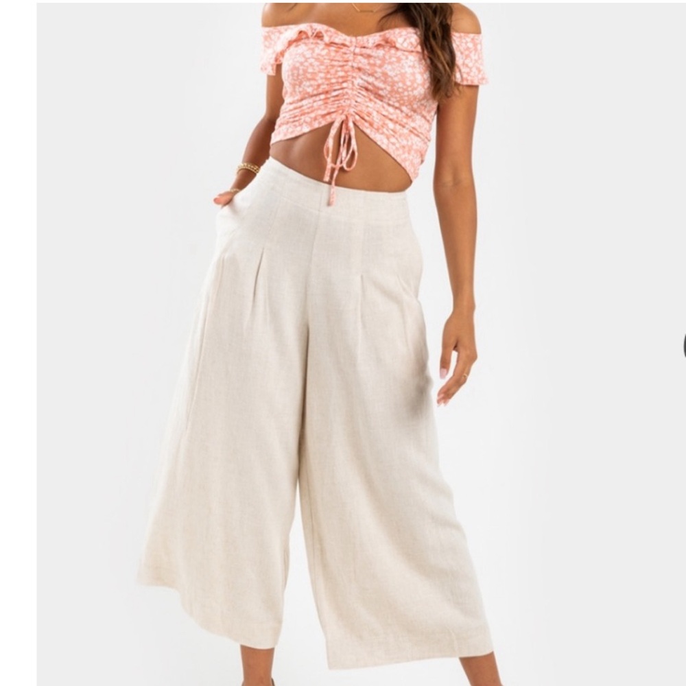 Flowy Linen Pants beige